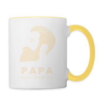 PAPA QUI PIQUE 1 - Mug contrasté - blanc/jaune - Droite
