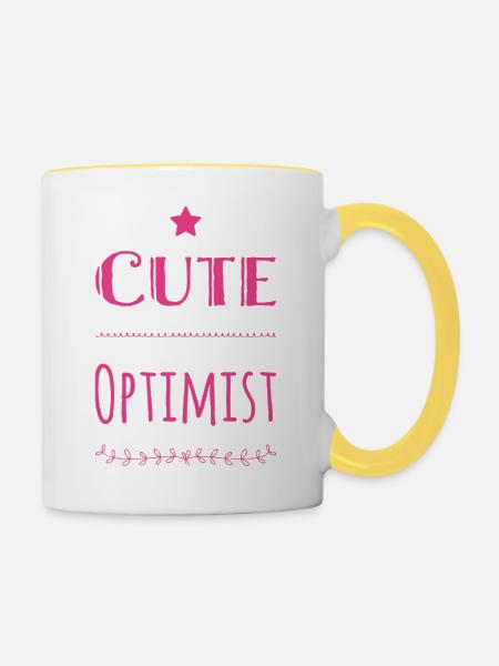 Cute Optimist - Tasse zweifarbig - Weiß/Gelb