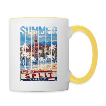 Croatia Croatia Hrvatska Ultra summer Split music - Contrasting Mug - white/yellow - Right