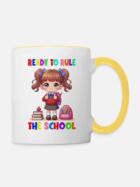 Ready to rule the school - Tasse zweifarbig - Weiß/Gelb