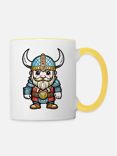 Kleiner Wikinger - Tasse zweifarbig - Weiß/Gelb