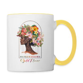 In a Field of Roses Be a Wildflower - Contrasting Mug - white/yellow - Right