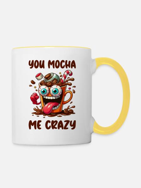 You mocha me crazy - Tasse zweifarbig - Weiß/Gelb