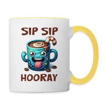 Sip Sip Hooray / Hipp Hipp Hurra - Contrasting Mug - white/yellow - Right