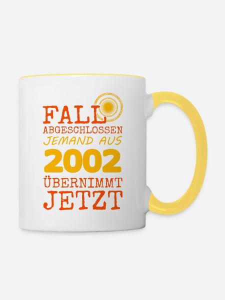 2002 2002 - Tasse zweifarbig - Weiß/Gelb