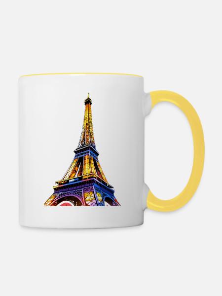 Eiffelturm #16 - Tasse zweifarbig - Weiß/Gelb