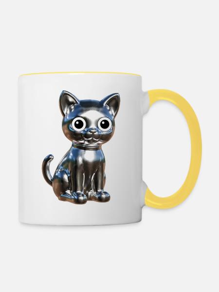 Metallic Chrom Elegance - Tasse zweifarbig - Weiß/Gelb