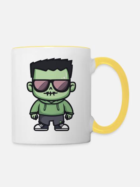 Zombie Halloween Cool - Tasse zweifarbig - Weiß/Gelb