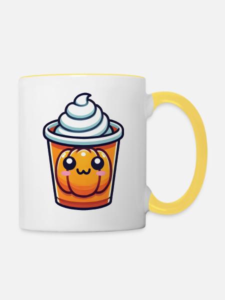 Becher - Tasse zweifarbig - Weiß/Gelb