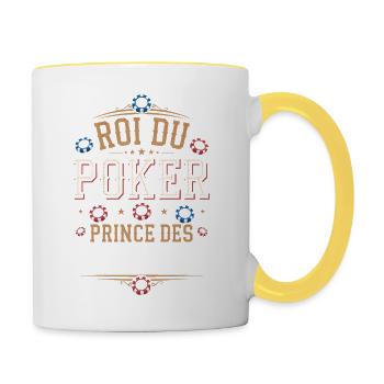 Roi du poker, prince des bluffeurs - Mug contrasté - blanc/jaune - Droite