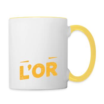 J'ai des mains faites pour l'or - Mug contrasté - blanc/jaune - Droite