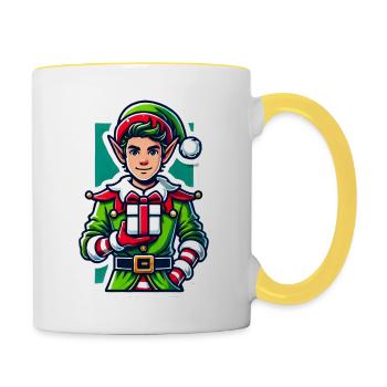 Weihnachtself - Tasse zweifarbig - Weiß/Gelb - Rechts
