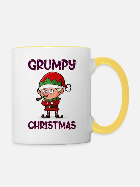 Grumpy Christmas Elf - Tasse zweifarbig - Weiß/Gelb