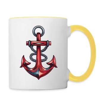 Anker Hafen - Tasse zweifarbig - Weiß/Gelb - Rechts