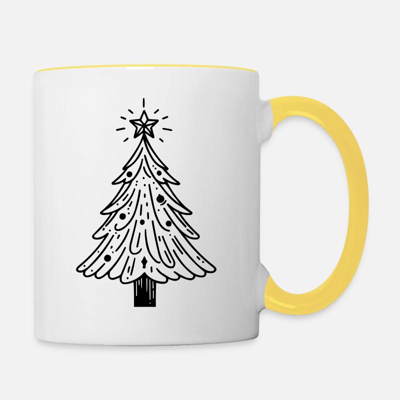 Christmas tree - Contrasting Mug - white/yellow