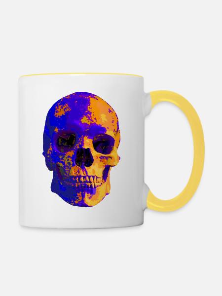 Bunter Skull - Tasse zweifarbig - Weiß/Gelb