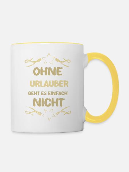 Urlauber - Tasse zweifarbig - Weiß/Gelb