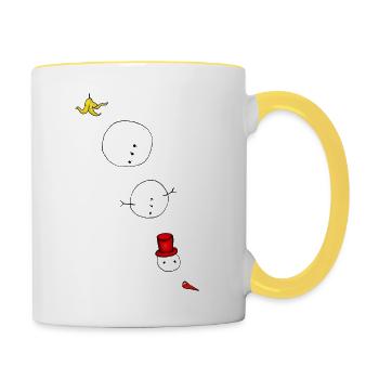 Schneemann ausgerutscht - Tasse zweifarbig - Weiß/Gelb - Rechts