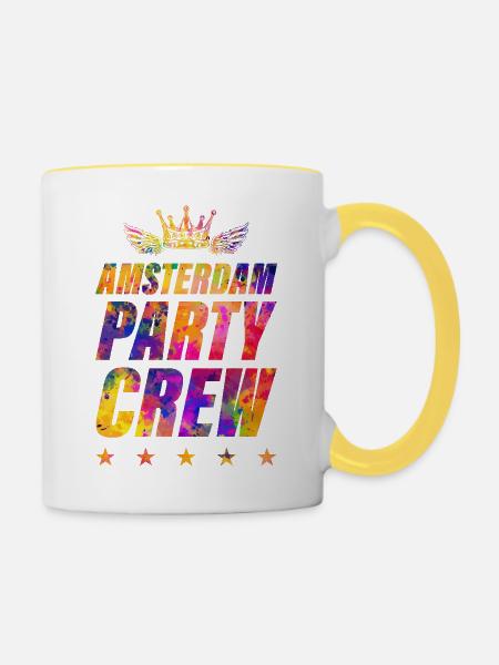 Amsterdam Party Crew - Tasse zweifarbig - Weiß/Gelb