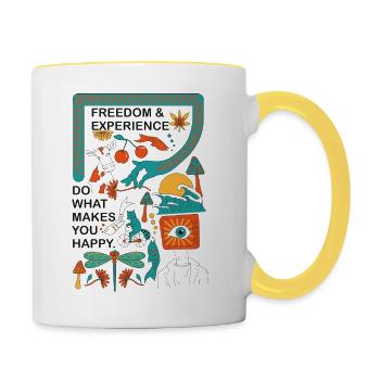 Freedom & experiences - Contrasting Mug - white/yellow - Right