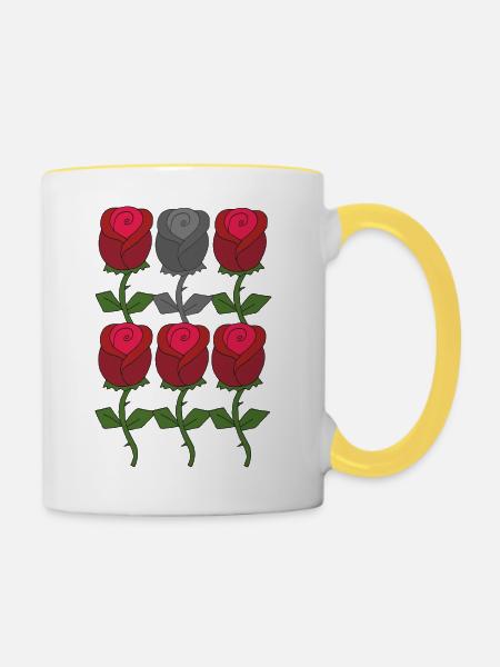 rose rot grau - Tasse zweifarbig - Weiß/Gelb