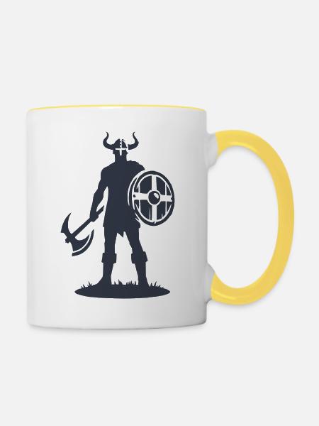 wikinger warrior - Tasse zweifarbig - Weiß/Gelb