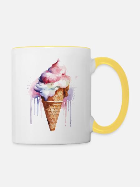 eiscreme - Tasse zweifarbig - Weiß/Gelb