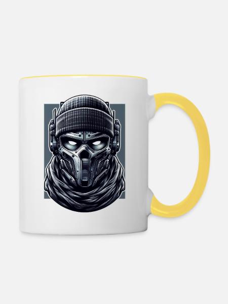 Söldner-Kopf - Tasse zweifarbig - Weiß/Gelb