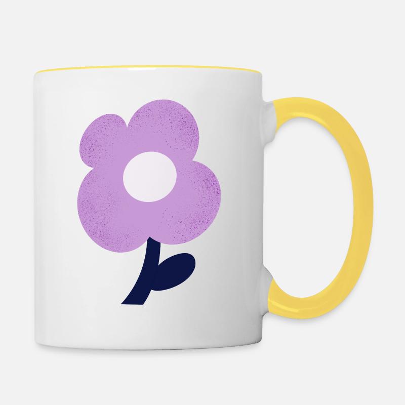 Fleur violette - Mug contrasté - blanc/jaune