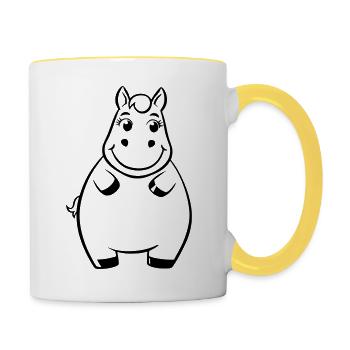 Cheval potelé comme illustration vectorielle - Mug contrasté - blanc/jaune - Droite