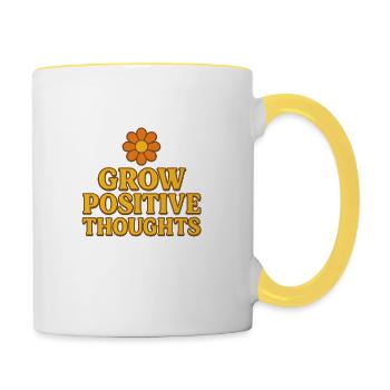 Grow Positive Thoughts – Think Positive & Grow - Contrasting Mug - white/yellow - Right