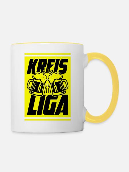 Kreisliga Bier - Tasse zweifarbig - Weiß/Gelb