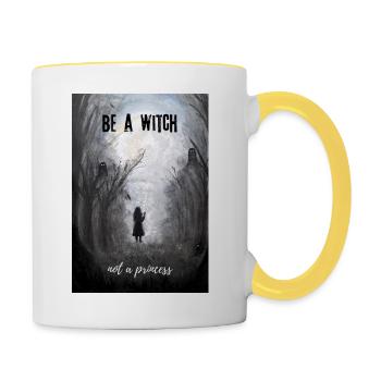 Mystical Witch Forest Illustration Be Witch - Contrasting Mug - white/yellow - Right