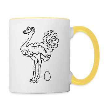 Autruche - Mug contrasté - blanc/jaune - Droite