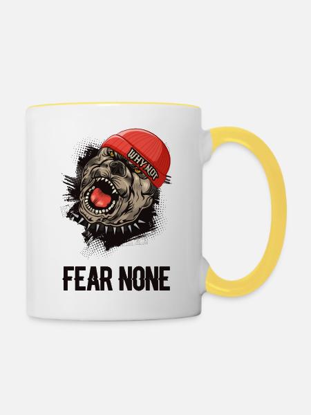 Fear None Bulldog - Tasse zweifarbig - Weiß/Gelb