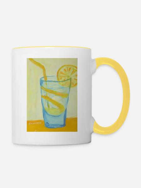 Zitronen Glas Cocktail - Tasse zweifarbig - Weiß/Gelb