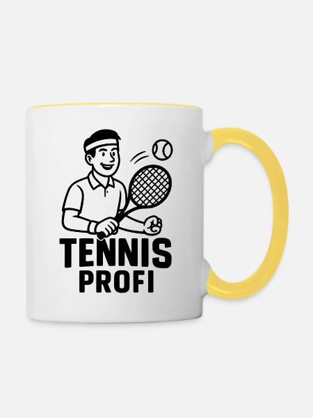tennis profi - Tasse zweifarbig - Weiß/Gelb
