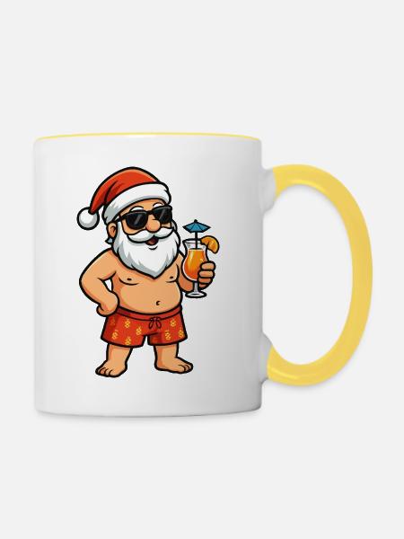 Strand-Santa Cocktail - Tasse zweifarbig - Weiß/Gelb