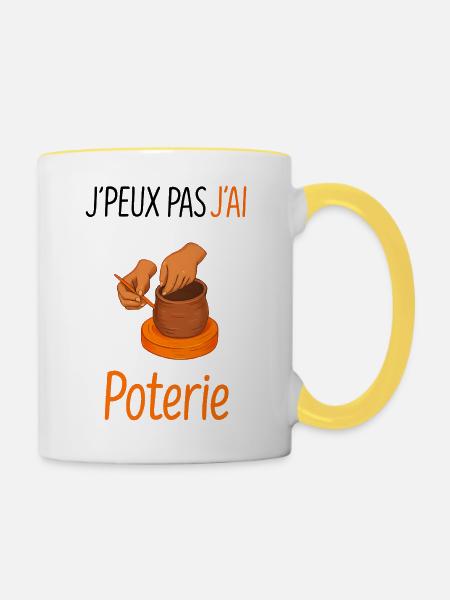 Töpferei in Aktion - Tasse zweifarbig - Weiß/Gelb