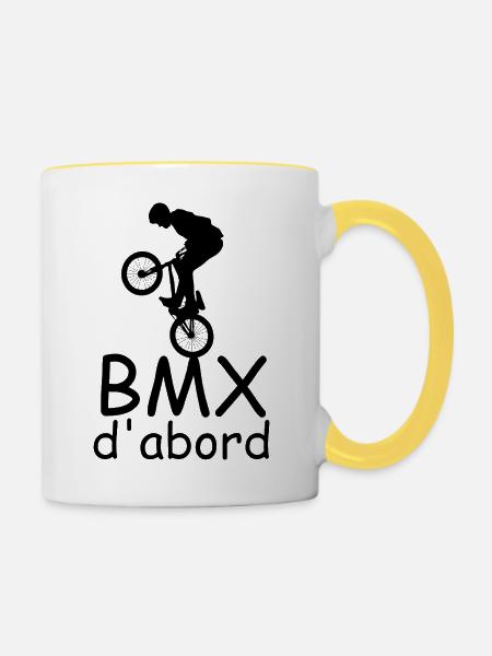 BMX First - Tasse zweifarbig - Weiß/Gelb