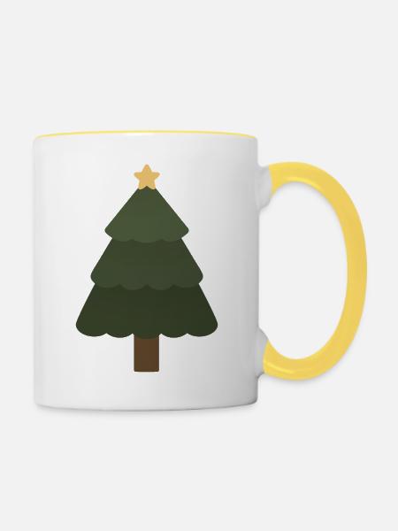 Weihnachtsbaum - Tasse zweifarbig - Weiß/Gelb