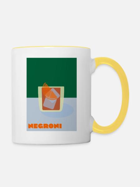 Negroni – Bold Cocktail Print - Tasse zweifarbig - Weiß/Gelb