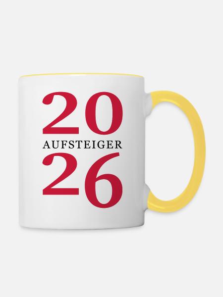 Aufsteiger 2026 Aufstieg - Tasse zweifarbig - Weiß/Gelb