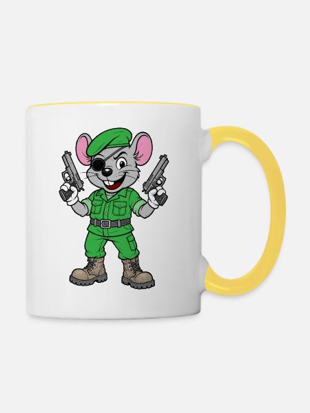 Bewaffneter Maus-Ranger - Tasse zweifarbig - Weiß/Gelb