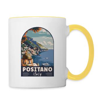 Découvrez Positano en Italie Paradis méditerranéen - Mug contrasté - blanc/jaune - Droite