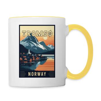 Erleben Sie das arktische Abenteuer von Tromsø in Norwegen - Tasse zweifarbig - Weiß/Gelb - Rechts