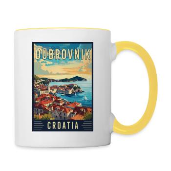 Découvrez Dubrovnik méditerranéen en Croatie - Mug contrasté - blanc/jaune - Droite