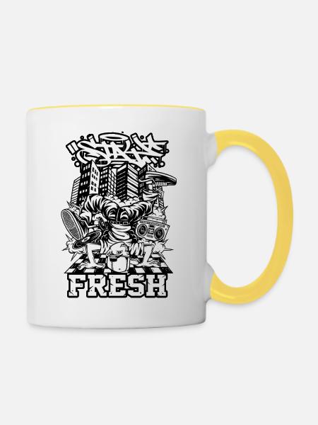 Breakdance | B-Boy | Hip Hop - Tasse zweifarbig - Weiß/Gelb