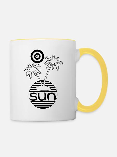 Paradies in der Sonne (schwarz) - Tasse zweifarbig - Weiß/Gelb