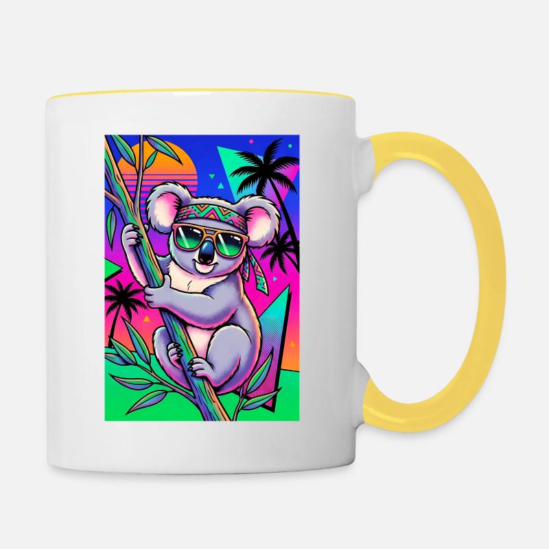 Koala - Tasse zweifarbig - Weiß/Gelb